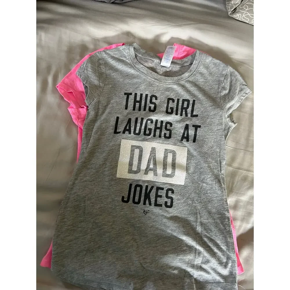 Justice pink donut shirt grey dad jokes grey flip sequin tank size 8